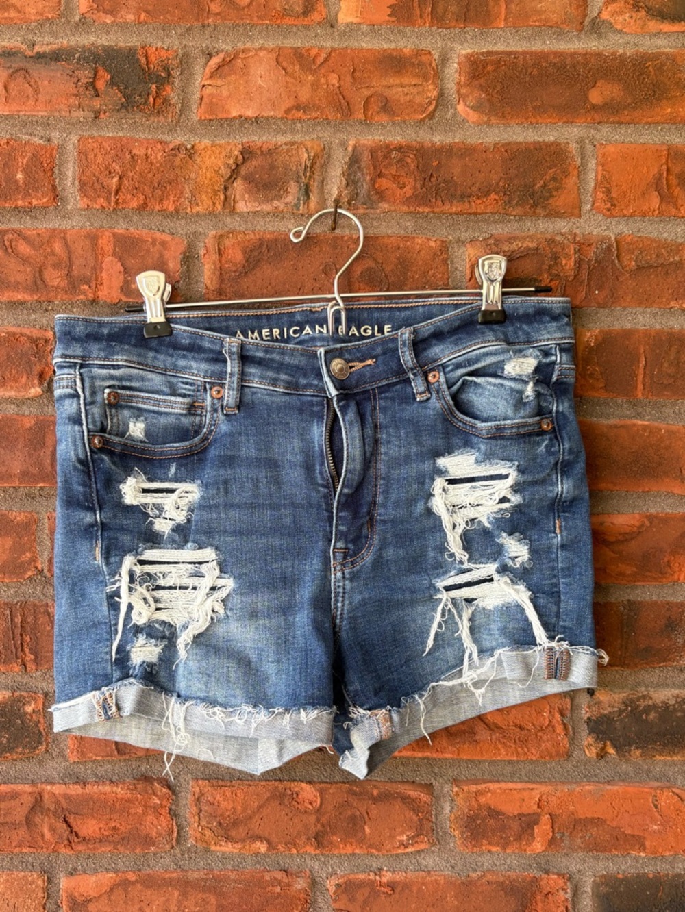 American Eagle Outfitters Distressed Blue Denim Jean Shorts